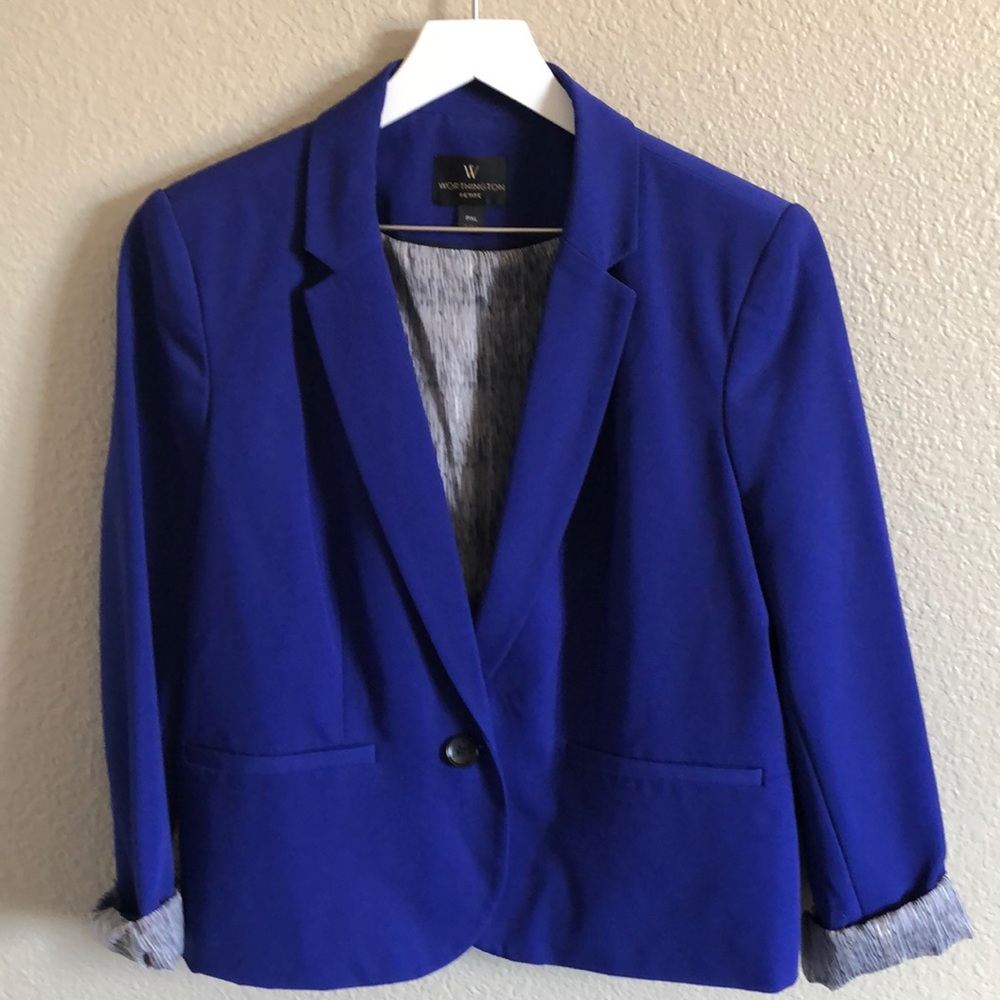Royal blue one button blazer